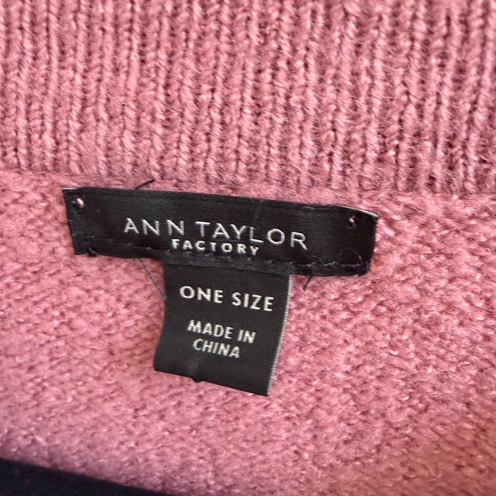 OS one size large medium Ann Taylor Factory color block Two-Tone poncho sweater - Picture 3 of 8